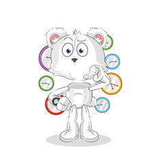polar bear with wristwatch cartoon. cartoon mascot vector