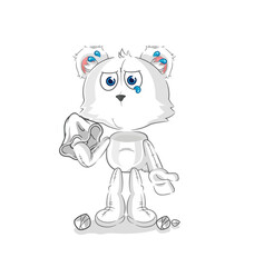 polar bear cry with a tissue. cartoon mascot vector