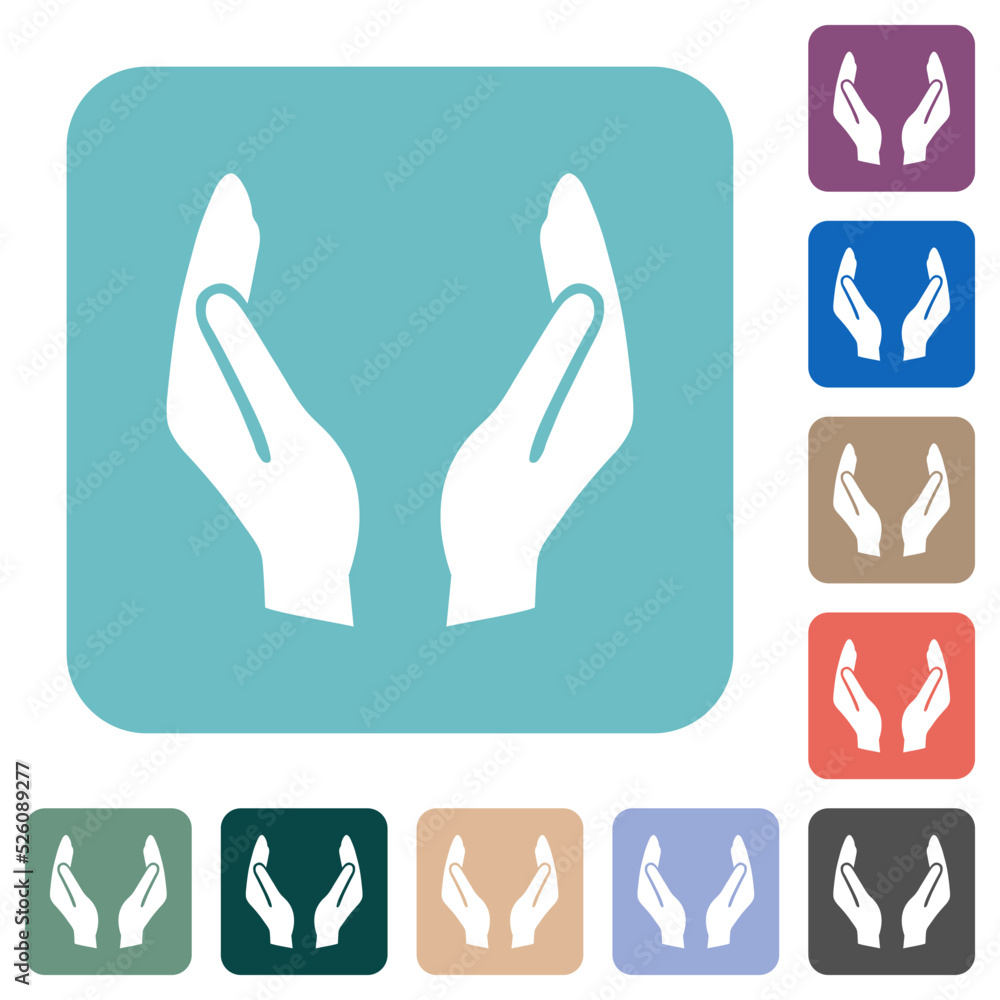 Poster empty protecting hands solid rounded square flat icons