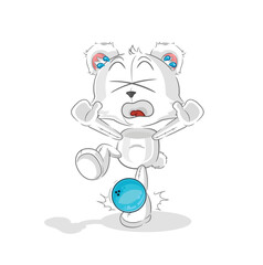 polar bear hiten by bowling cartoon. cartoon mascot vector