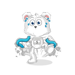 polar bear runner character. cartoon mascot vector