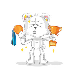 polar bear winner with trophie. cartoon character
