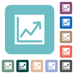Line graph solid rounded square flat icons