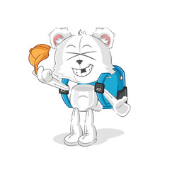 polar bear goes to school vector. cartoon character