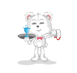 polar bear waiter cartoon. cartoon mascot vector