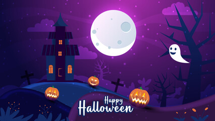 Halloween background with pumpkin modern illustration