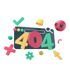 HTTP Four Hundred Four Not Found Status Code with Transparent Background 3d Illustration