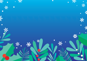Fototapeta na wymiar 冬やクリスマスをイメージした青いフレーム