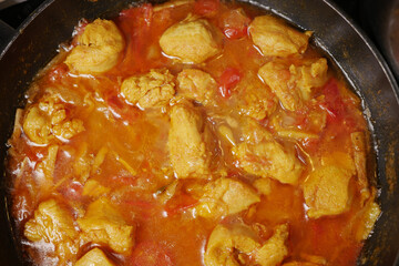 Close up of homemade indian chicken curry 