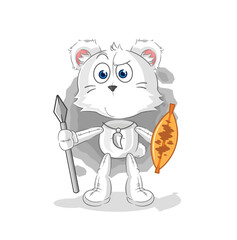 polar bear african tribal fighter mascot. cartoon vector