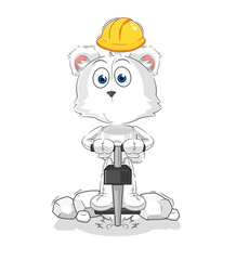 polar bear drill the ground cartoon character vector