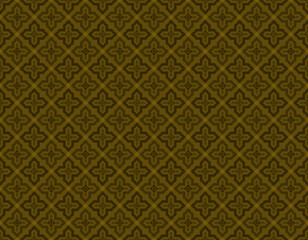 Seamless modern Thai art pattern. Brown and gold crossed square shape background. Vector illustration.