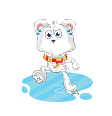 polar bear ice skiing cartoon. character mascot vector