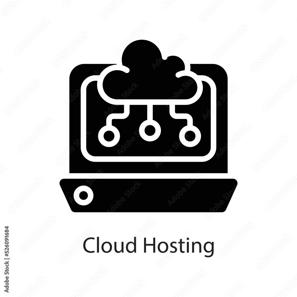 Poster cloud hosting vector solid icon design illustration on white background. eps 10 file
