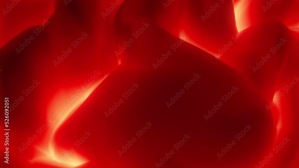 Poster 3d rendering volcanic lava floating evolving shiny surface. 4k abstract colorful fluid lava red plas
