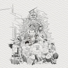 Lord Ganesh Chaturthi illustration artwork.
