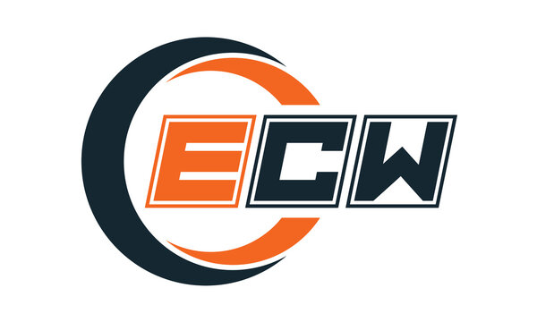 ECW three-letter circle logo design. custom font logo vector template | abstract logo | word mark logo | letter mark logo | business logo | minimalist logo | font logo |