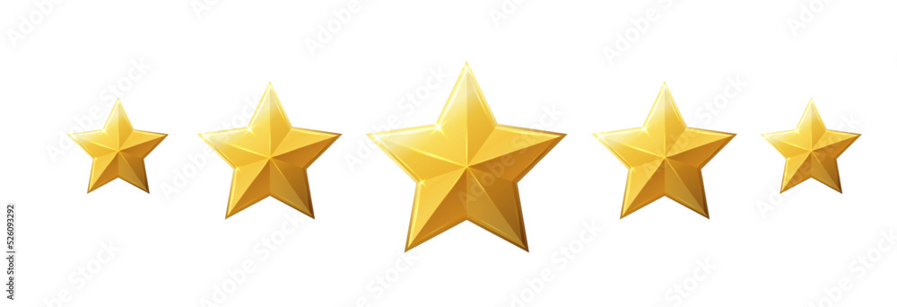 Wall mural five stars icon. stars rating review icon.vector stars set of realistic metallic golden stars isolat