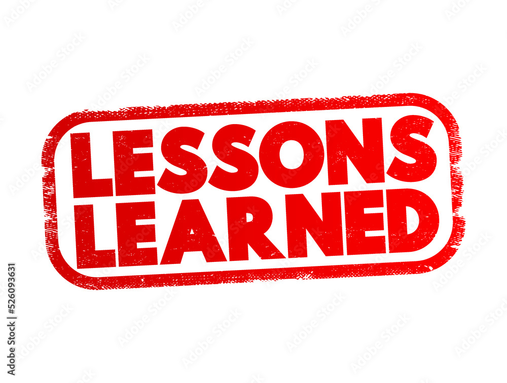 Poster lessons learned text stamp, concept background