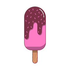 Ice cream icon. Flat pictogram for web. Line stroke. Simple symbol isolated on white background. Outline vector