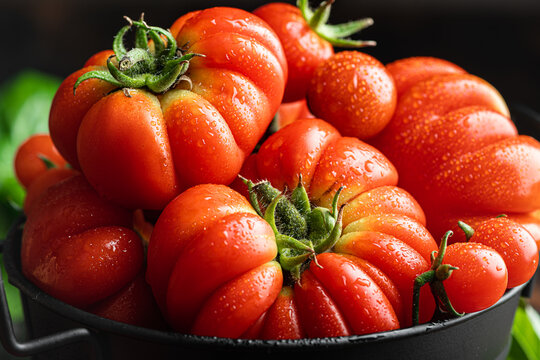  tomatoes with drops of water close-up