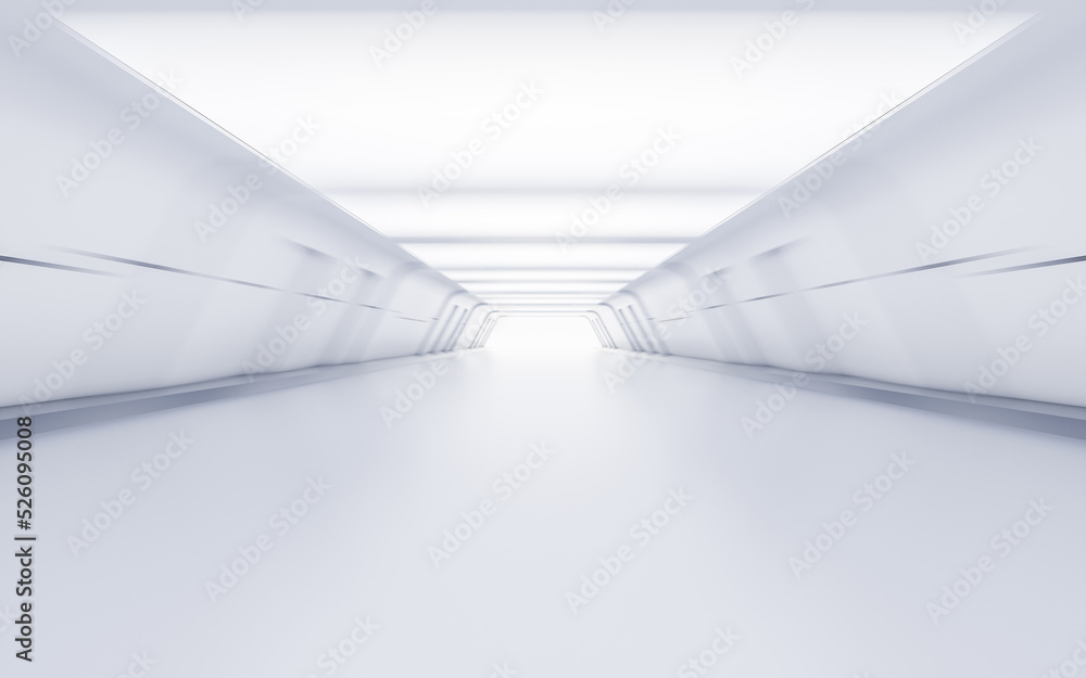 Aufkleber empty white tunnel with futuristic style, 3d rendering.