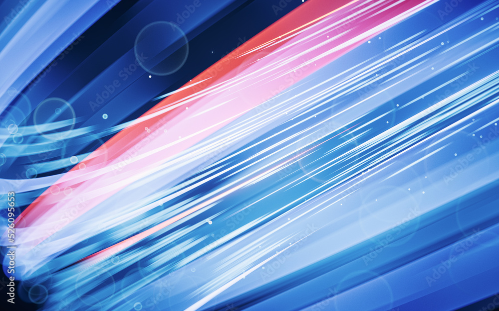 Poster flowing curves with glowing neon lines, 3d rendering.