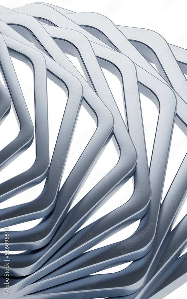 Poster metal frame with hexagonal shape, 3d rendering.