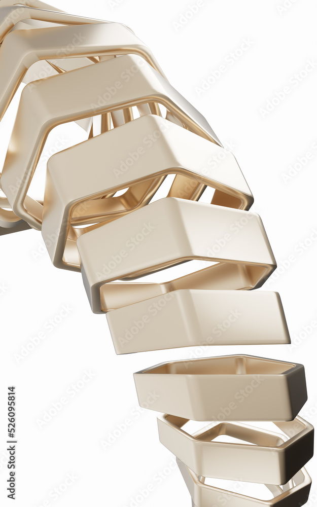 Poster metal frame with hexagonal shape, 3d rendering.