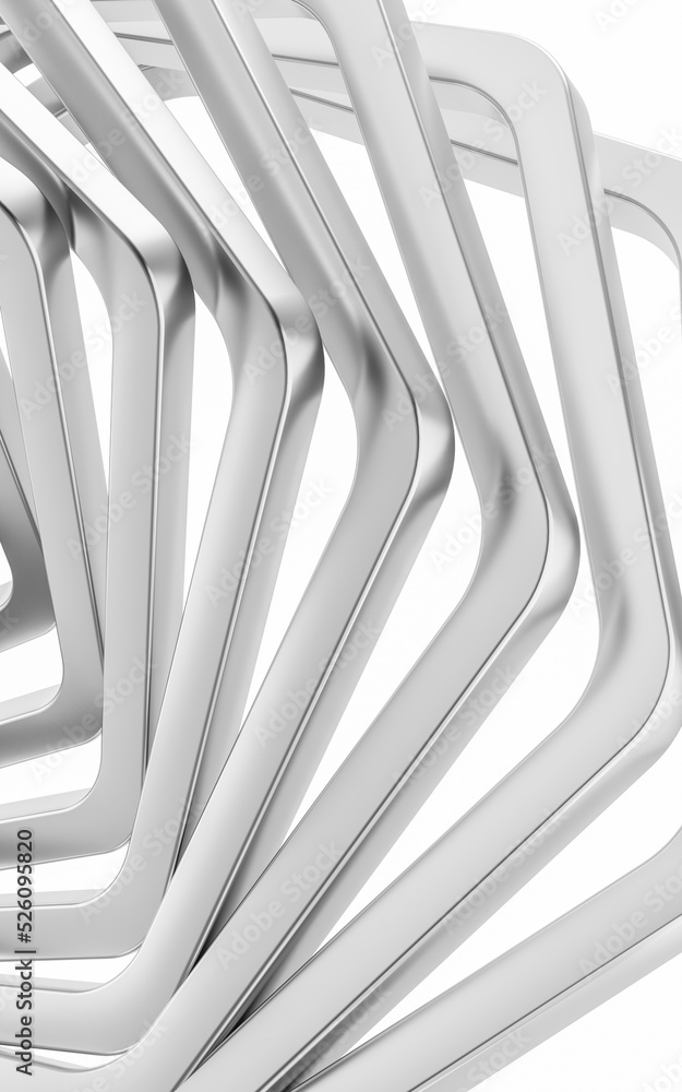 Poster metal frame with hexagonal shape, 3d rendering.