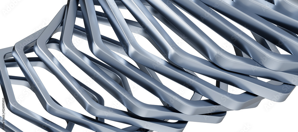 Poster metal frame with hexagonal shape, 3d rendering.