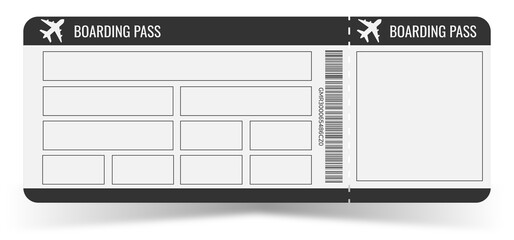 Boarding pass blank ticket template. Concert ticket, lottery coupons. Vector coupon	
