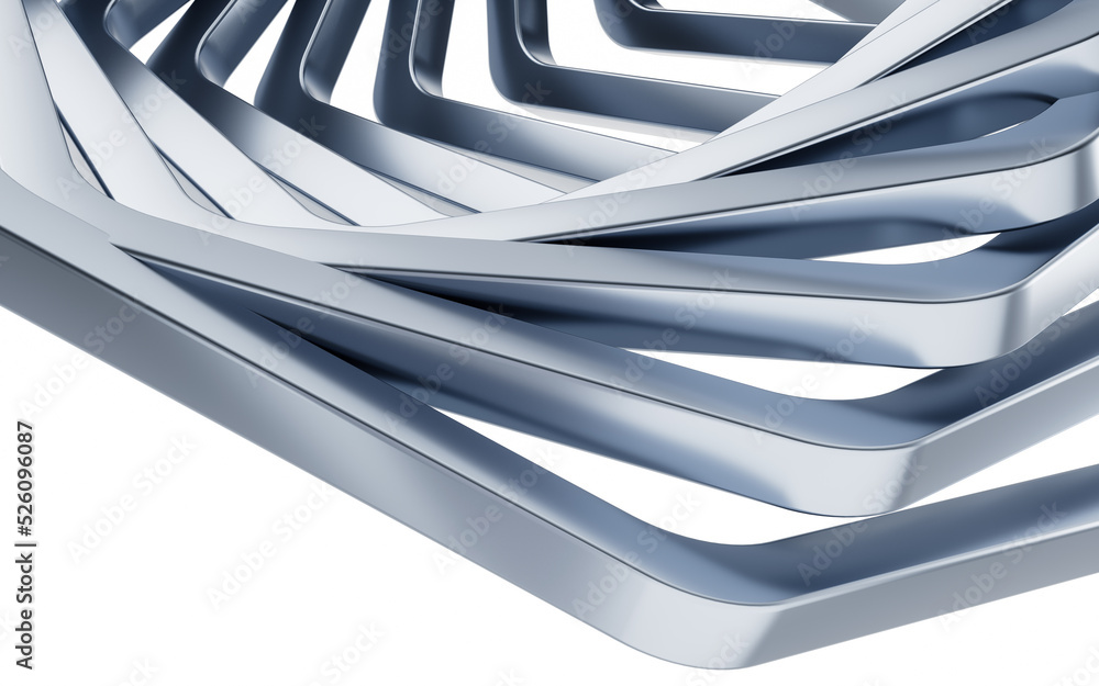 Poster metal frame with hexagonal shape, 3d rendering.