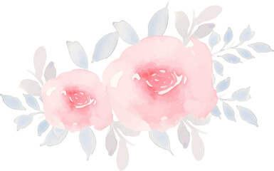 Pastel Pink Rose Flower Arrangement Watercolor