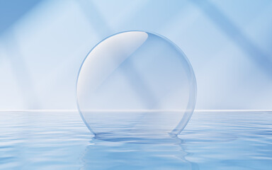 Bright room with water inside, 3d rendering.