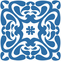Blue motif for ceramic tiles in Azulejo style vector illustration for design