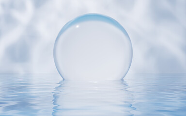 Bright room with water inside, 3d rendering.