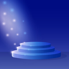 Abstract 3d room with realistic cylinder pedestal podium. Minimal scene for product display presentation. Vector geometric platform. Stage for showcase.