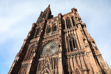 Strasbourg Cathedral or the Cathedral of Our Lady in France - obrazy, fototapety, plakaty