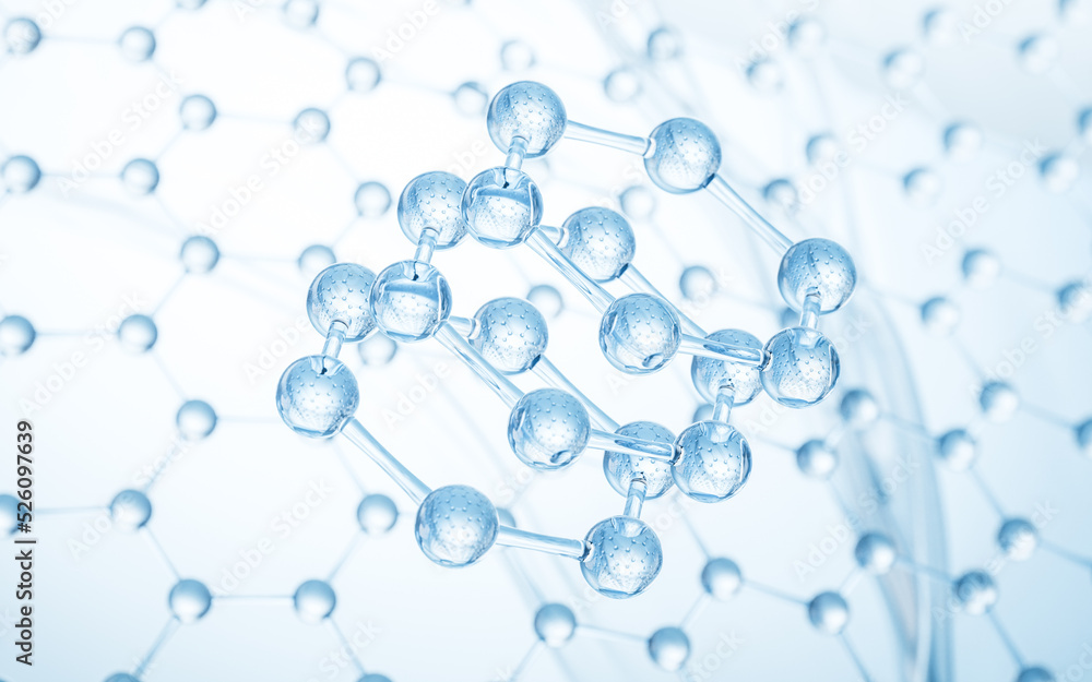 Poster molecule structure with transparent background, 3d rendering.