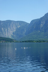 Fototapeta na wymiar Hallstaetter lake in Upper Austria, the Austrian Alps 