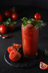 A glass with cold bloody mary cocktail	