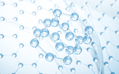 Molecule structure with transparent background, 3d rendering.