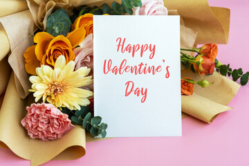Valentine's Day card with mixed flower bouquet