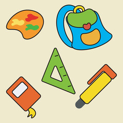 graphic illustration of school equipment