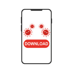 Warning about a system download error on a smartphone. Emergency notification about the threat of malware, virus, trojan, ransomware or hacker. Creative cybercrime concept. Vector illustration