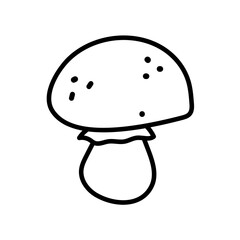 Cute hand drawn champignon mushrooms. Doodle line art vector illustration. Food ingredient.