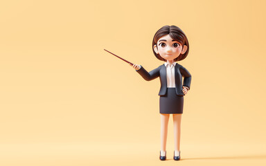 Short hair business girl with suit jacket, 3d rendering.