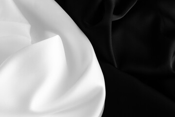 Fototapeta na wymiar Black and white border. Silk. Abstraction.
