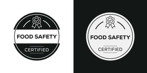 Fototapeta na wymiar Creative (Food safety) Certified badge, vector illustration.